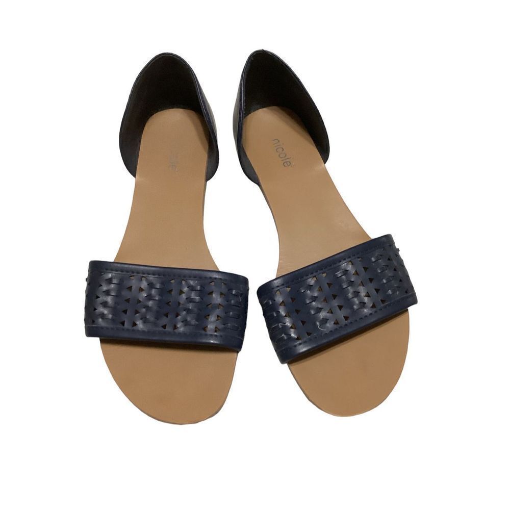 Navy Open Toe Closed Back Nicole Sandals 7.5M